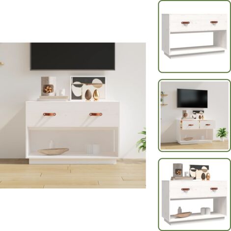 Soporte para TV - vidaXL Mueble para TV madera maciza de pino blanco 90x40x60 cm - Muebles modernos