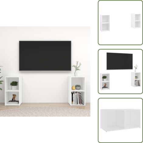 Soporte para TV - vidaXL Muebles para TV 2 uds madera de ingeniería blanco 72x35x36,5 cm - Muebles modernos