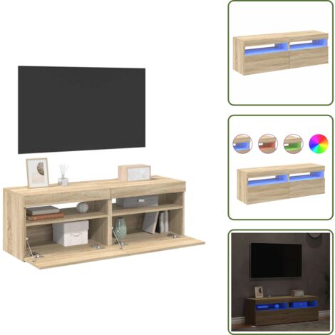 Soporte para TV - vidaXL Muebles para TV con luces LED 2 uds roble Sonoma 60x35x40 cm - Muebles modernos