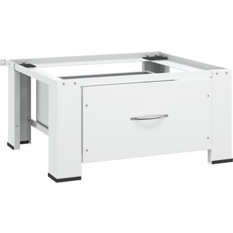 Soporte pedestal para lavadora con cajón blanco