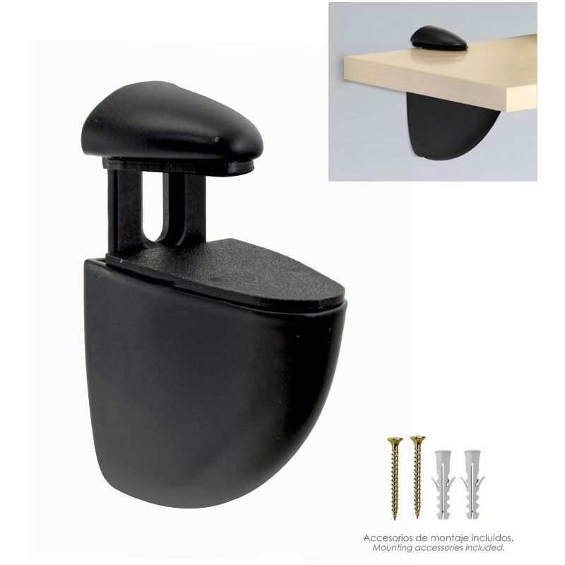 soporte pelicano regulable para estante 1 / 20 mm. negro (1 pieza)