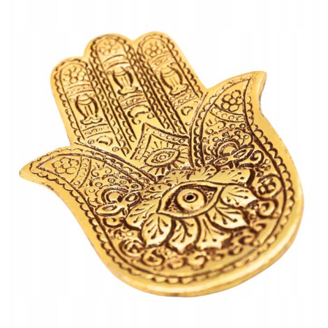 Soporte pequeño de hamsa de aluminio dorado
