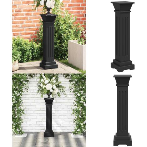 Soporte plantas pilar cuadrado clásico negro 17x17x66 cm MDF - Soporte de planta - Soporte de planta cuadrado