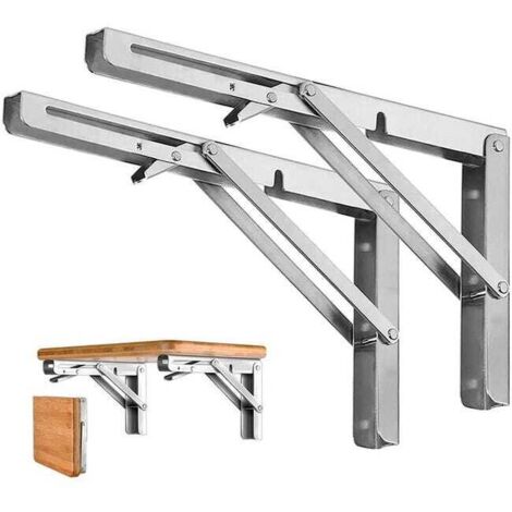 Soporte plegable de acero inoxidable para estantes, 2 piezas, soporte plegable para consola, estante de pared, capacidad de carga 80 kg - 250 mm