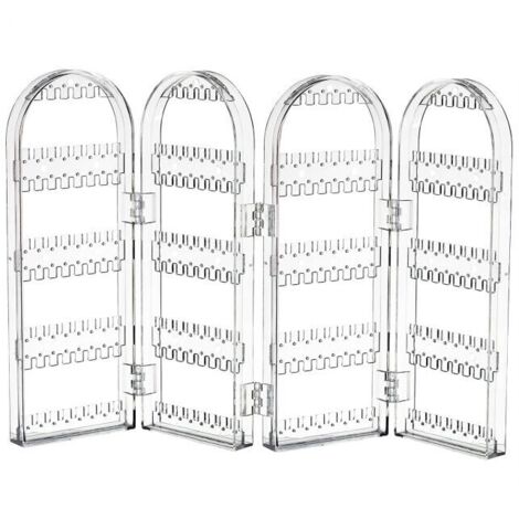 Soporte plegable de acrílico para pendientes con 240 agujeros, organizador de ganchos para joyas, soporte plegable de doble cara para collares de 3 vías, expositor de pendientes