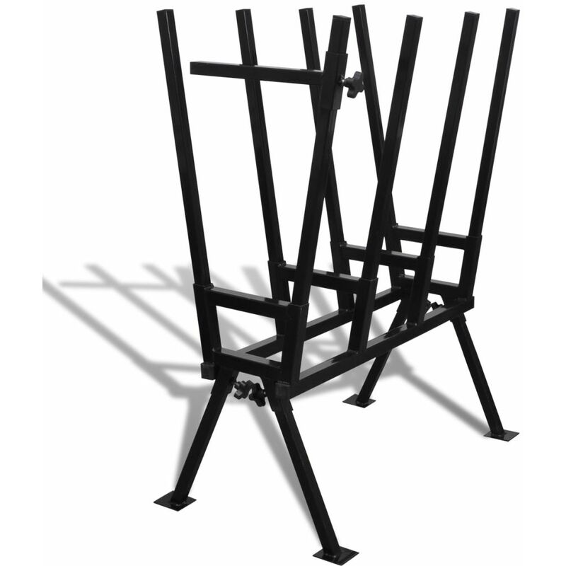 

Soporte plegable negro galvanizado con sierras para carpintería