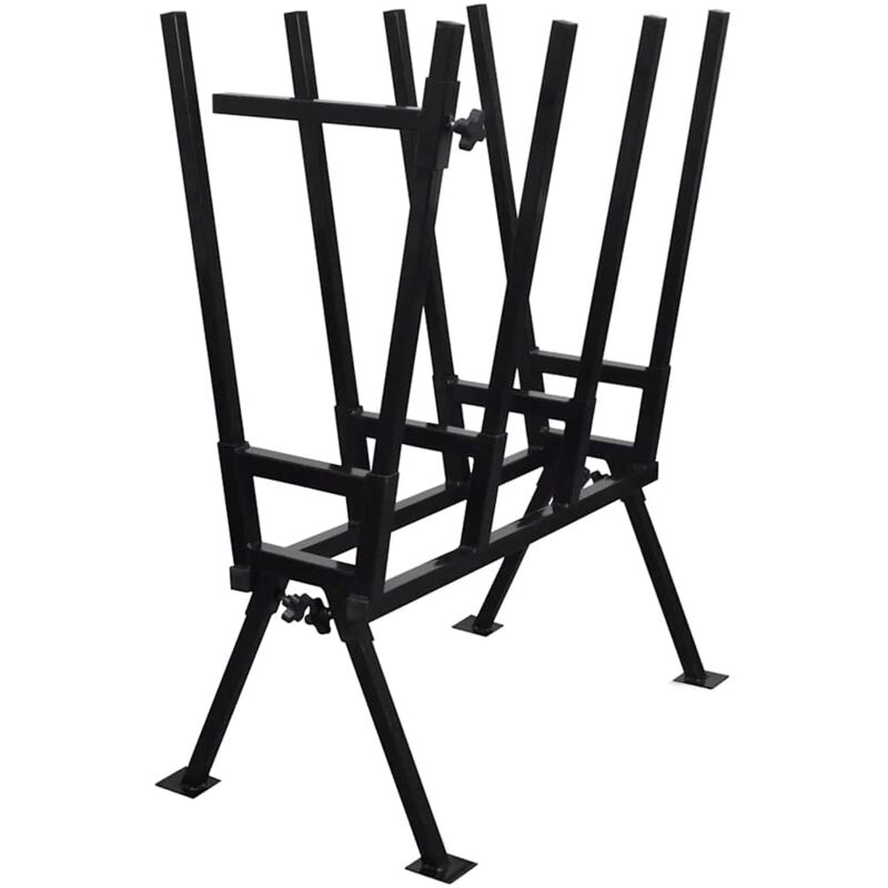 

Soporte plegable negro galvanizado con sierras para carpintería