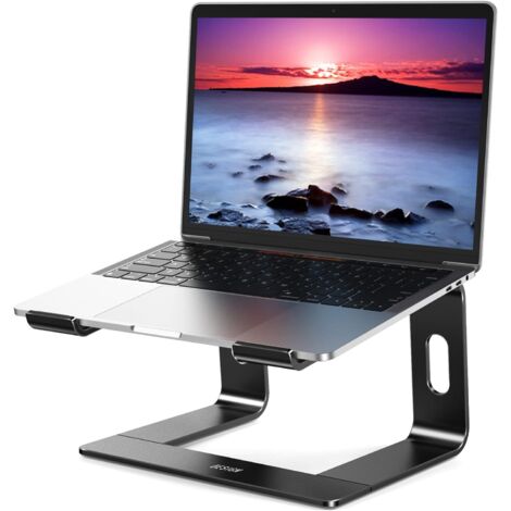Soporte Portátiles, Soporte de Aluminio Ergonómico para Portátiles Compatible con Portátile de Entre 10-15,6", Metal Negro
