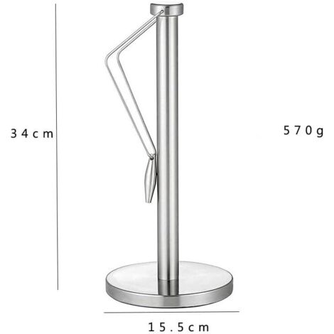 Soporte práctico de acero inoxidable para rollos de papel de cocina.