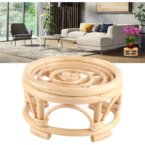 Soporte redondo de ratán para macetas – Práctico – Mini – Decoración de interiores natural y sostenible para jardín, hogar y balcón.