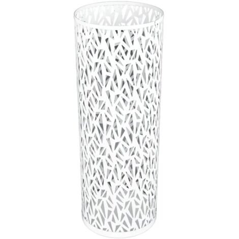 Soporte redondo para paraguas de metal blanco, 23x15cm, perforado, resistente, rústico, para oficina, entrada, hogar.