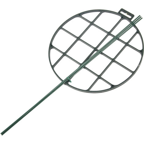 Soporte redondo para plantas – Jaula de soporte de plástico verde – Diámetro 32 cm, Altura 60 cm – 1 círculo + 3 varillas
