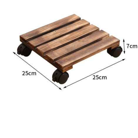 Soporte rodante para plantas, madera de cedro, 4 piezas, 25 x 25 cm