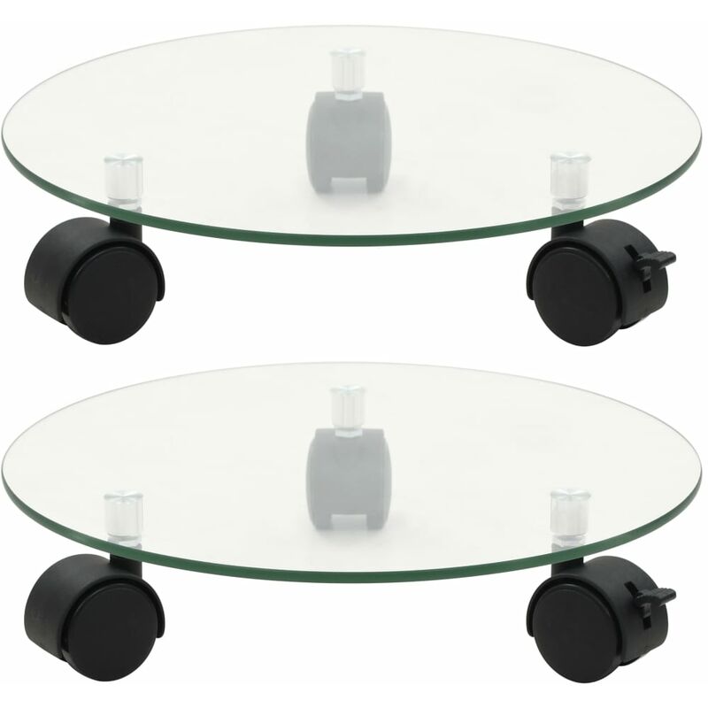 

Soporte ruedas para macetas redondo vidrio templado 28cm 2 uds - Transparente