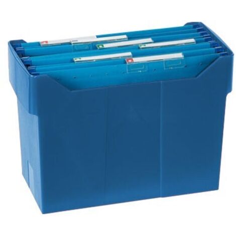 Soporte sobremesacarpetas colgantes azul de poliestireno para formato din a4 capacidad 20 carpetas