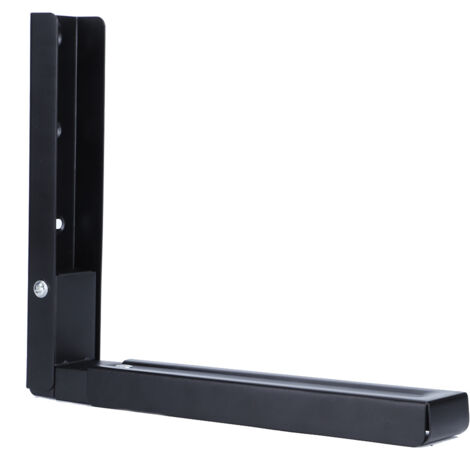 Soporte telescópico para microondas de metal negro  Kit de accesorios de montaje en pared ajustable: 2 soportes y 4 piezas de fijación blancas