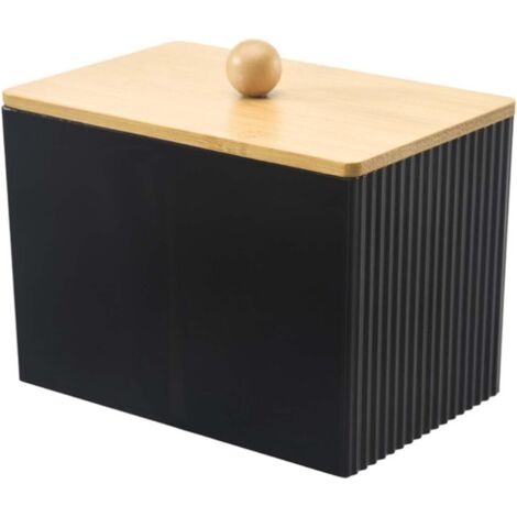 Soporte transparente para desmaquillar y discos de algodón para baño, tocador, sala de estar, color negro.