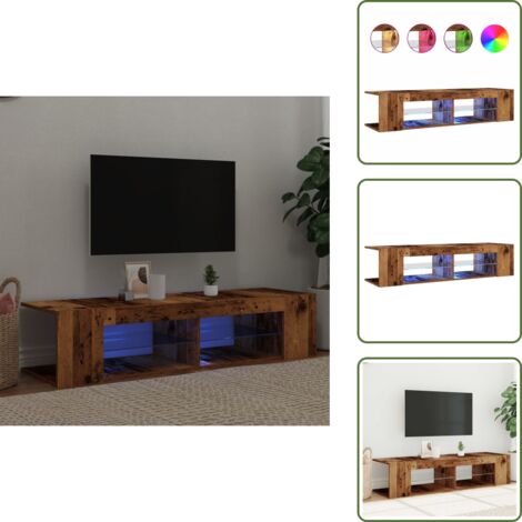 Soporte tv - vidaXL Mueble TV luces LED madera ingeniería envejecida 135x39x30 cm - Almacenamiento