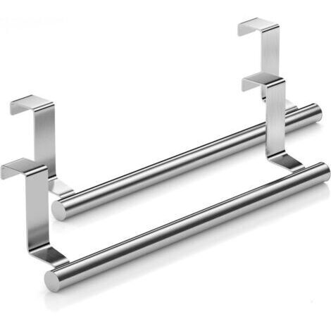 Soporte universal de barra de toallas de acero inoxidable para puertas de armarios