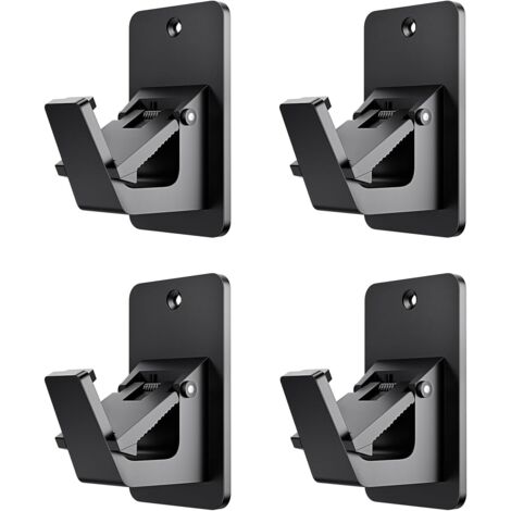 Soporte universal para barra de cortina, no requiere taladrar, gancho sin clavos para baño, dormitorio, sala de estar, cocina (juego de 4, negro)