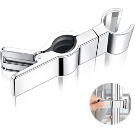 Soporte universal para cabezal de ducha, color plata – diámetro ajustable de 22 a 25 mm, giratorio a 45°, para baño.