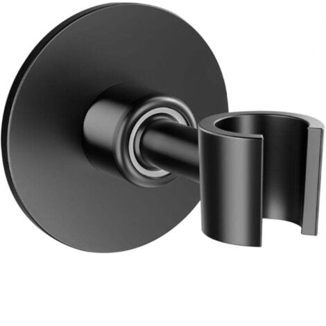 Soporte universal para cabezal de ducha sin perforar, de acero inoxidable 304, para montaje en pared con adhesivo resistente, ajustable 360° (negro)