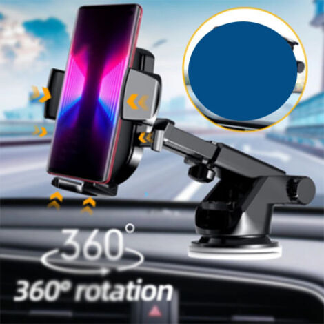 Soporte universal para coche de 360°, soporte para parabrisas/salpicadero, soporte para teléfono/GPS - Ventosa, azul 1467