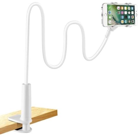 Soporte universal para teléfono móvil con brazo flexible, rotación de 360°, color blanco – Para iPhone 12 Mini y todos los smartphones