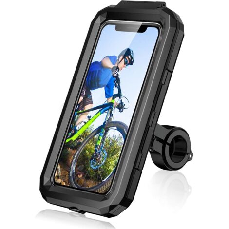 Soporte universal para teléfono móvil para bicicleta, motocicleta y scooter, con pantalla táctil, resistente al agua, giratorio 360°, para manillar de MTB, compatible con smartphones de 4,5 a 6,8 pulg