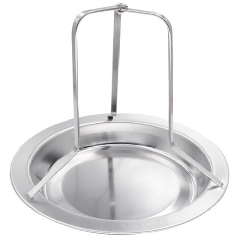 Soporte vertical de acero inoxidable para asar pollos con bandeja recogegrasa para horno.