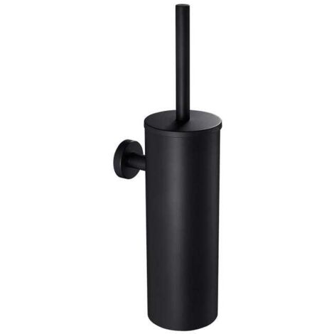 Soporte vertical negro para escobilla de baño, acero inoxidable 304, acabado cepillado, mango extralargo, escobilla de baño.