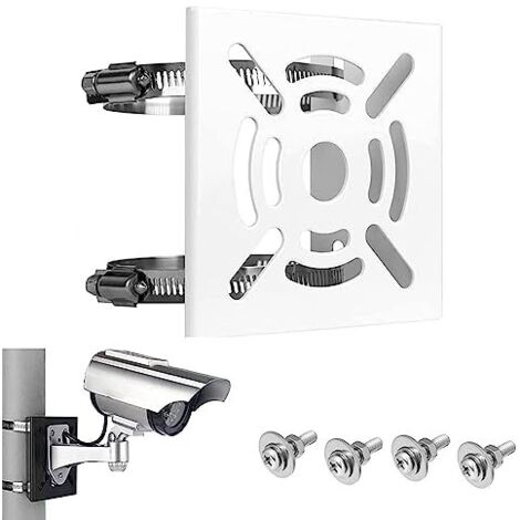 Soporte vertical universal para cámara de seguridad, soporte de metal sólido con hebillas, soporte para cámara (blanco, 1 unidad)