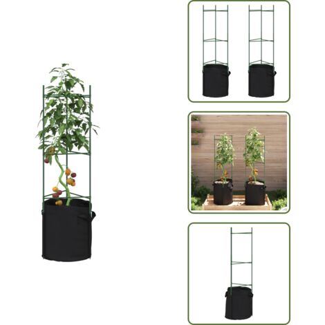 Soporte vertical - vidaXL Tutor para tomates con bolsa 2 uds de acero y PP 116 cm - Tutor para enredaderas