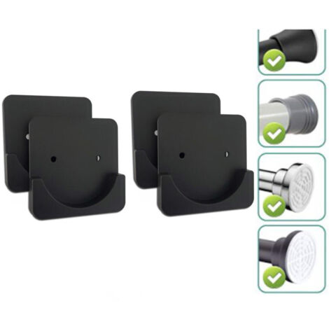 Soportes adhesivos para barra de cortina de ducha  No requiere taladrar  Barra no incluida  Paquete de 4 (negro mate)