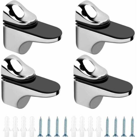 soportes ajustables para estantes de vidrio, de aleación de zinc, para montaje en pared con tornillos y tubos de expansión para tableros de madera y vidrio de 3 a 20 mm de espesor.