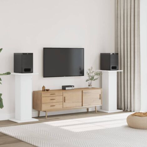 Soportes altavoces 2 uds madera ingeniería blanco 30x30x95 cm