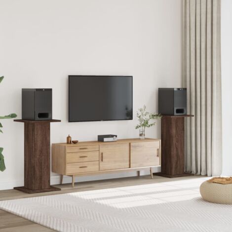 Soportes altavoces 2 uds madera marrón roble 30x30x80 cm