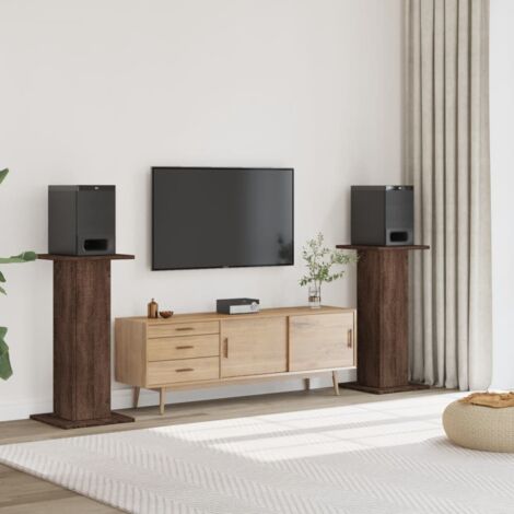 Soportes altavoces 2 uds madera marrón roble 30x30x95 cm