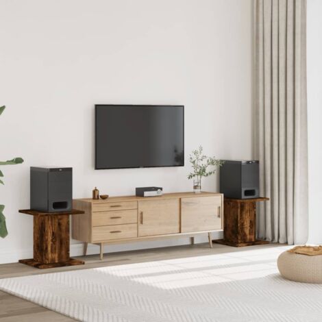 Soportes altavoces 2 uds madera roble ahumado 30x30x40 cm
