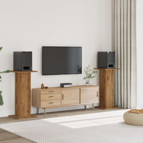Soportes altavoces 2 uds madera roble artesano 30x30x95 cm vidaXL