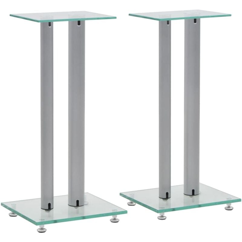 

Soportes altavoz vidrio templado diseño 2 pilares plata 2 uds