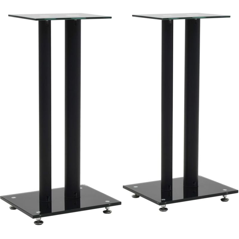 

Soportes altavoz vidrio templado diseño 2 pilares negro 2 uds - Negro