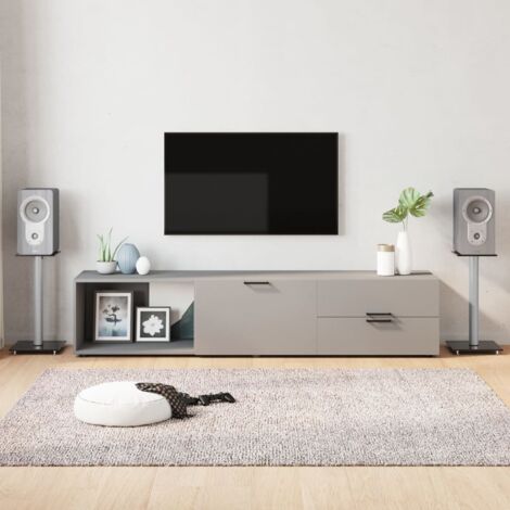 Soportes de altavoces 2 uds vidrio templado plata negro 1 pilar