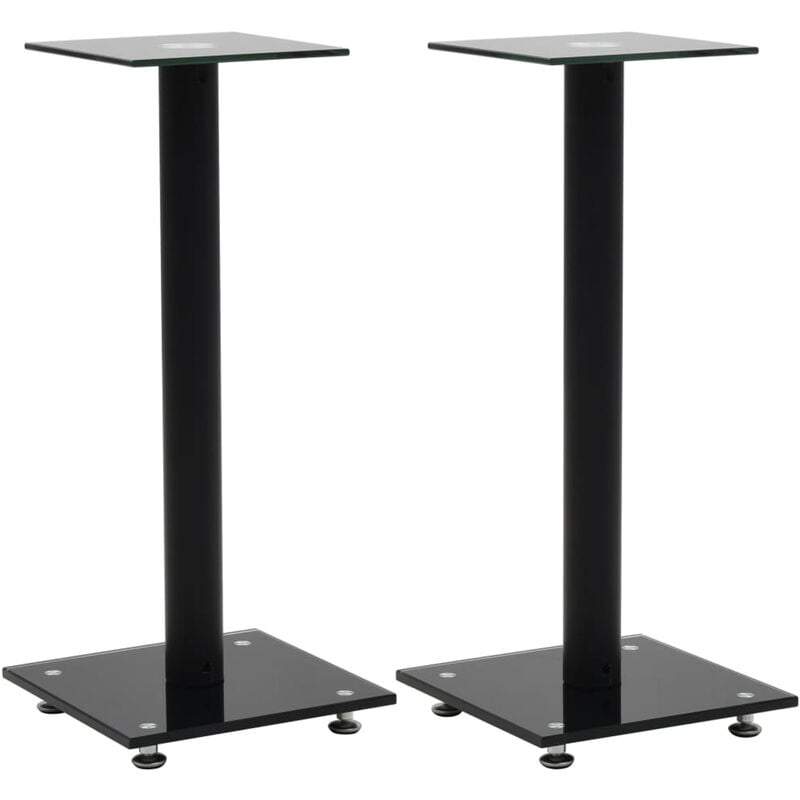 

Soportes de altavoz vidrio templado diseno columna negro 2 uds
