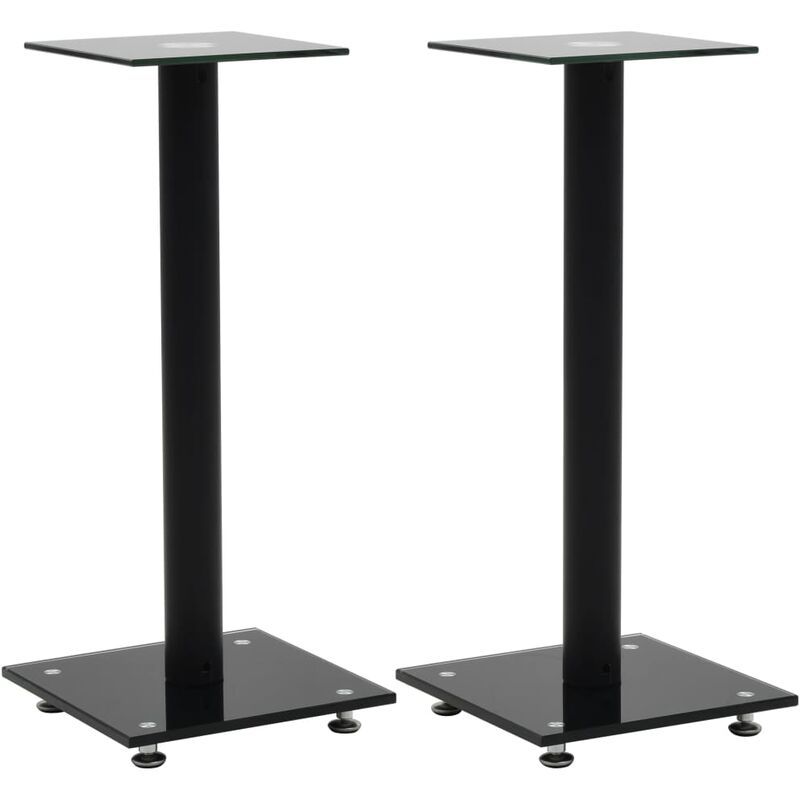 

Soportes de altavoz vidrio templado diseño columna negro 2 uds