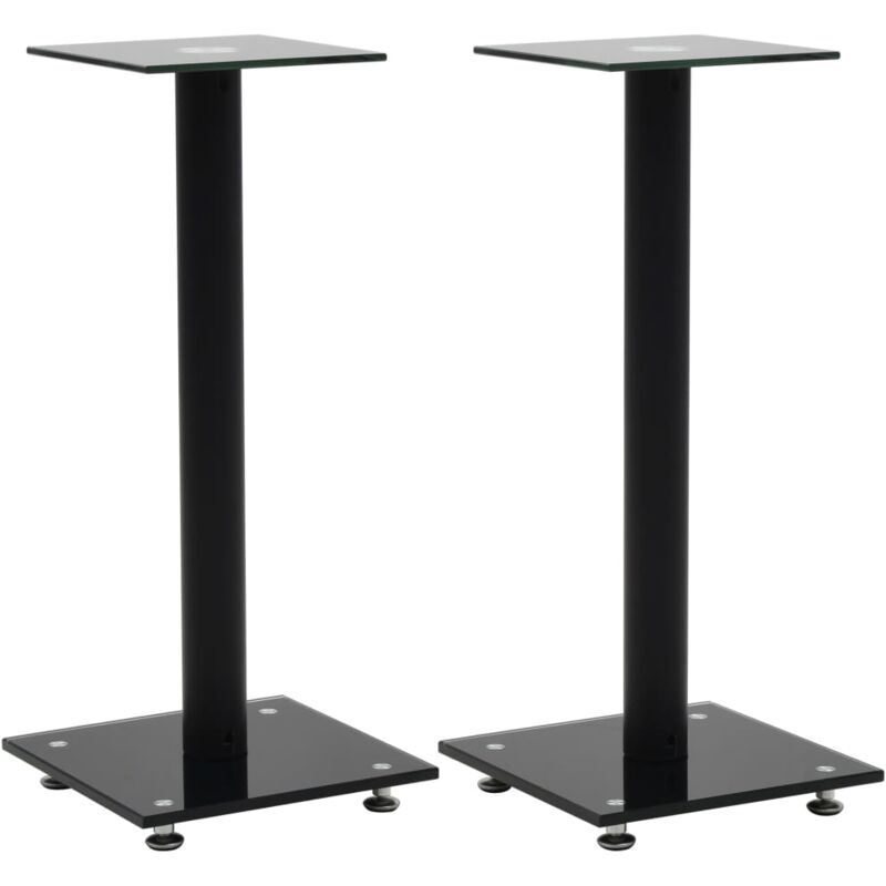 

vidaXL Soportes de altavoz vidrio templado diseño columna negro 2 uds - Negro