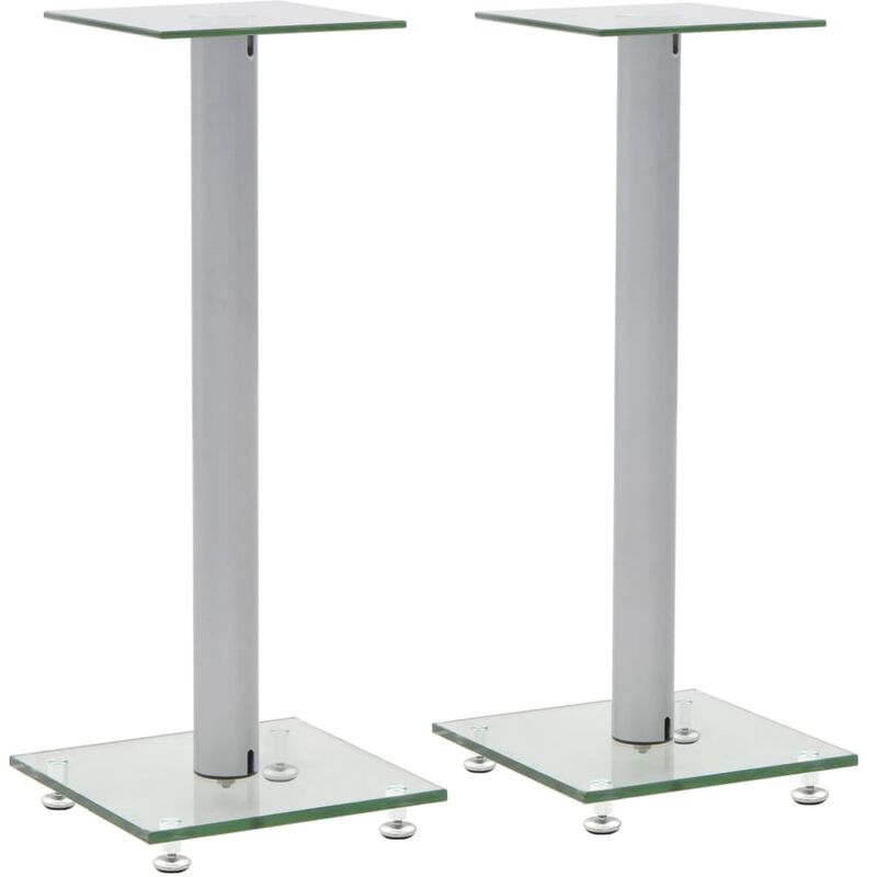 

Soportes de altavoz vidrio templado diseno columna plata 2 uds