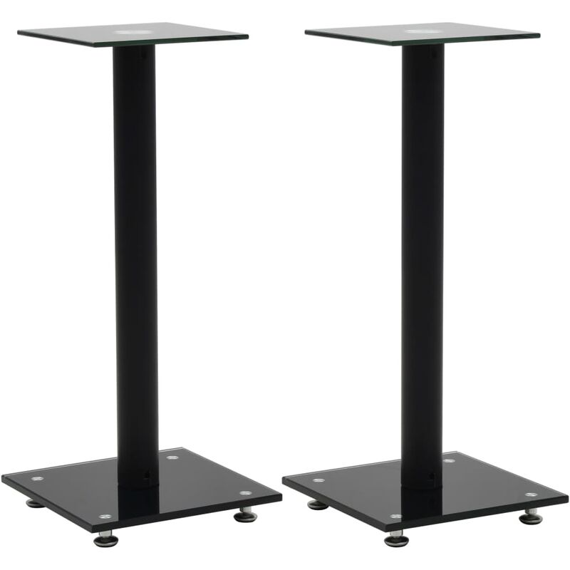 

Soportes de altavoz vidrio templado diseño columna negro 2 uds - Negro