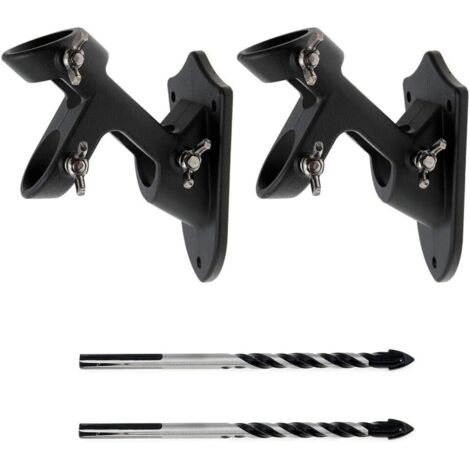 soportes de aluminio para mástil de bandera, 2 posiciones, inoxidables, 1" de diámetro interior, para exteriores (resistentes al viento), 2 taladros incluidos (negros)