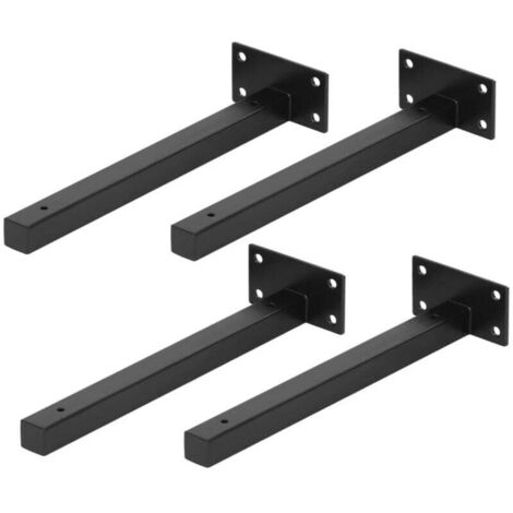soportes de estante resistentes de acero inoxidable, negros, de 100 mm, para montaje en pared, para estanterías abiertas de bricolaje.